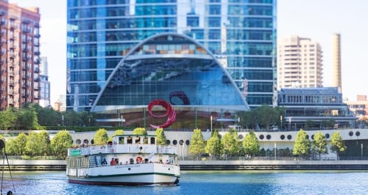 Boat outside hotel