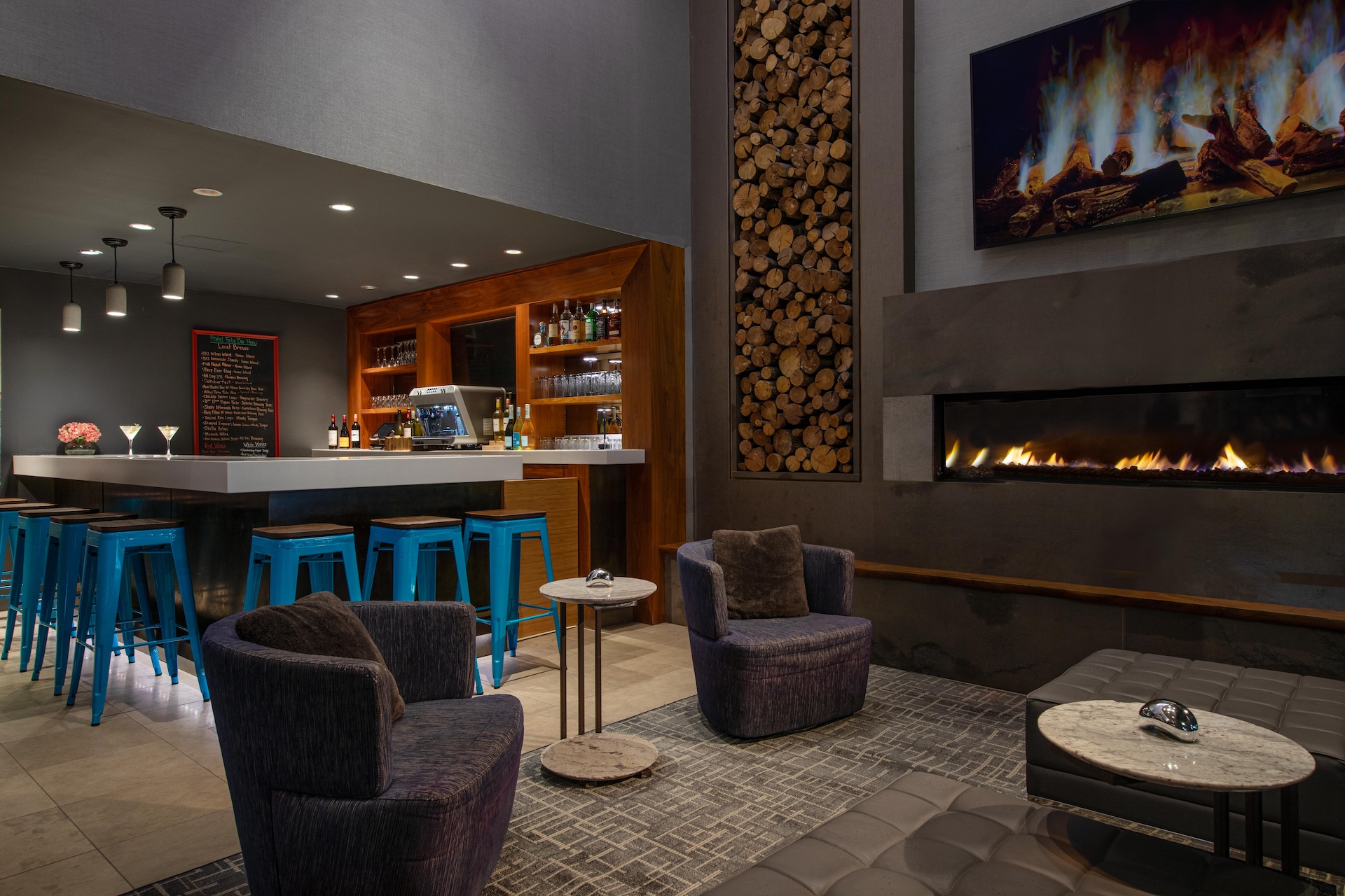 Bar and seating area