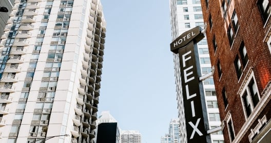 Hotel Felix Sign with an upshot of the high rise buildings