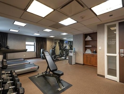 fitness equipment in workout space